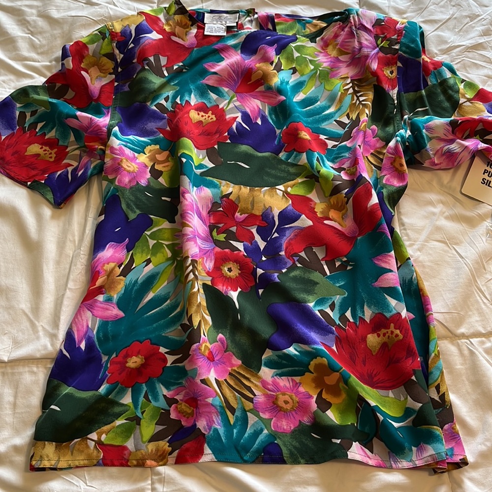 Silk Floral top Large
